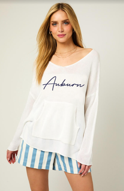 Auburn Lightweight L/S Sweater White