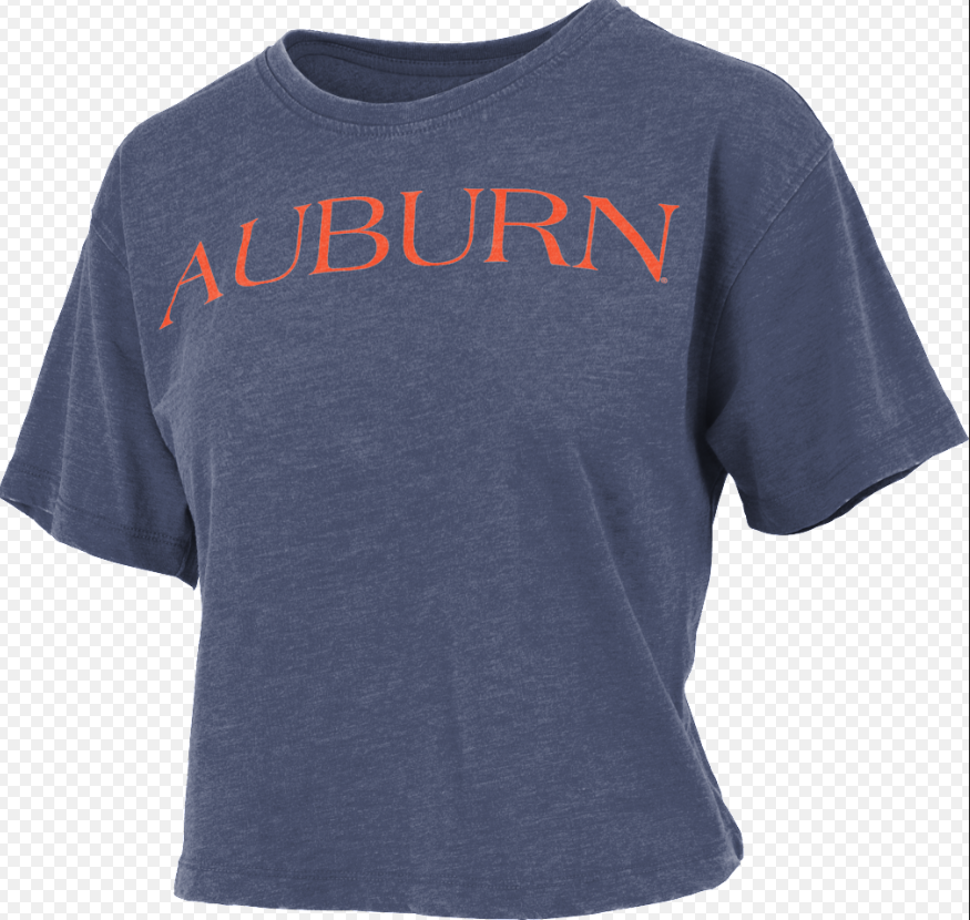 Vintage Cropped Auburn Tee Navy